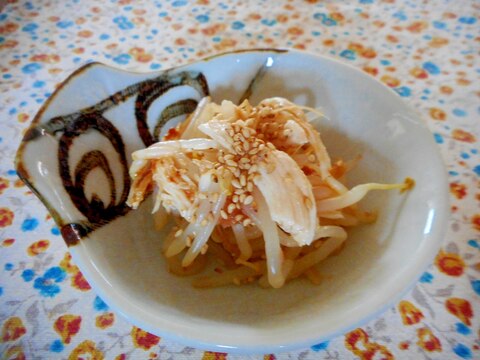 モヤシと胸肉の梅味噌和え